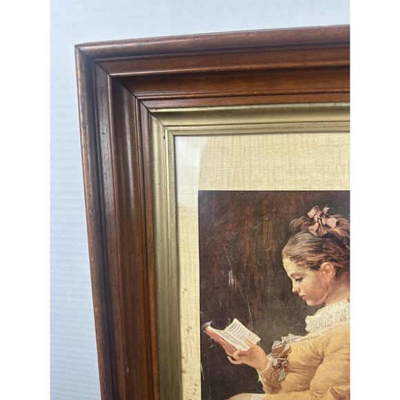 VNTG Framed Canvas Jean Honore Fragonard Girl Reading Book French Wall Art Read - Picture 4 of 8